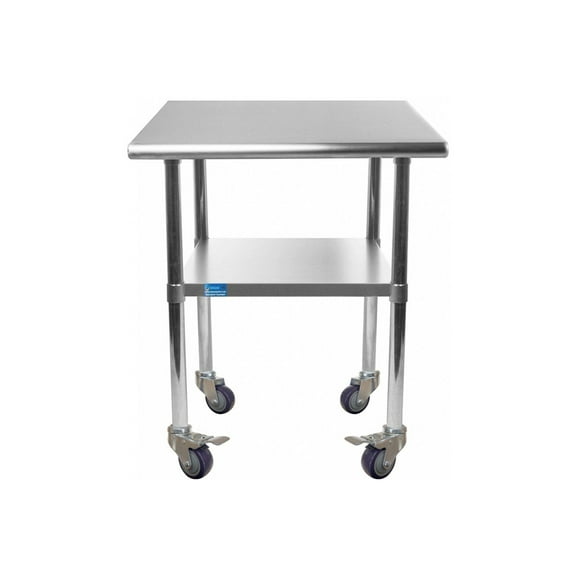 AmGood 18" Long x 18" Deep Stanless Steel Work Table with Casters | Mobile Metal Table