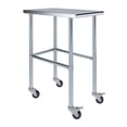 thumbnail image 1 of AmGood 18" Long x 30" Deep Stainless Steel Work Table With Open Base and Wheels | Mobile Metal Table, 1 of 9