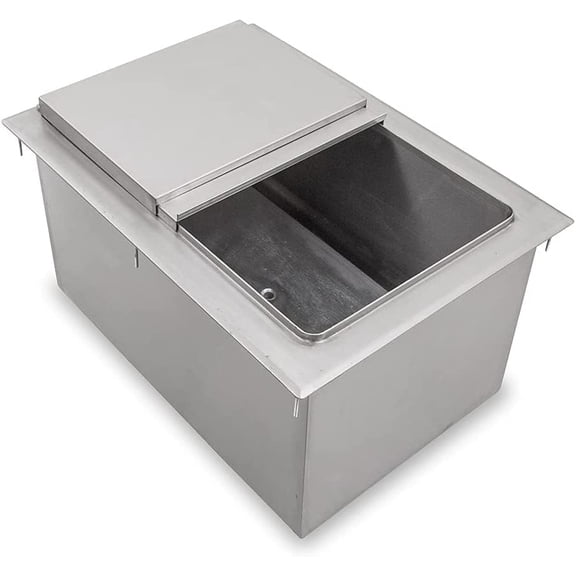 AmGood 18 in. x 12 in. Stainless Steel Drop-In Ice Bin with Sliding Lid
