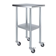 AmGood 18 in. x 24 in. Stainless Steel Table with Casters | Kitchen Prep Table On Wheels