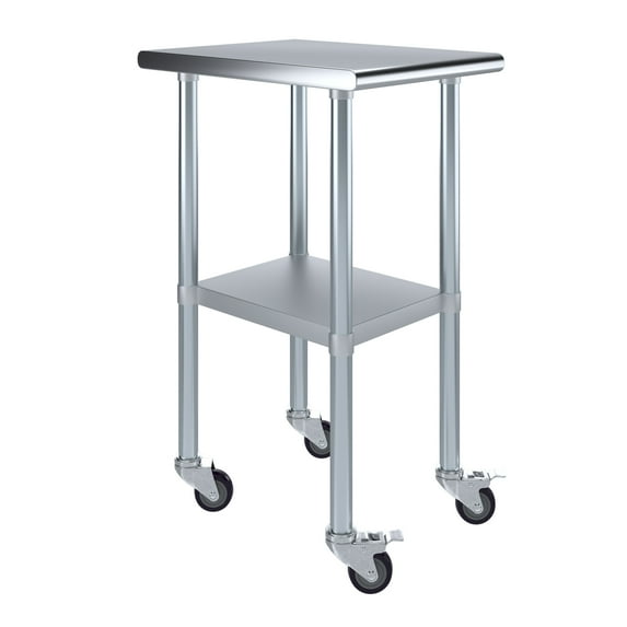 AmGood 18 in. x 24 in. Stainless Steel Table with Casters | Kitchen Prep Table On Wheels