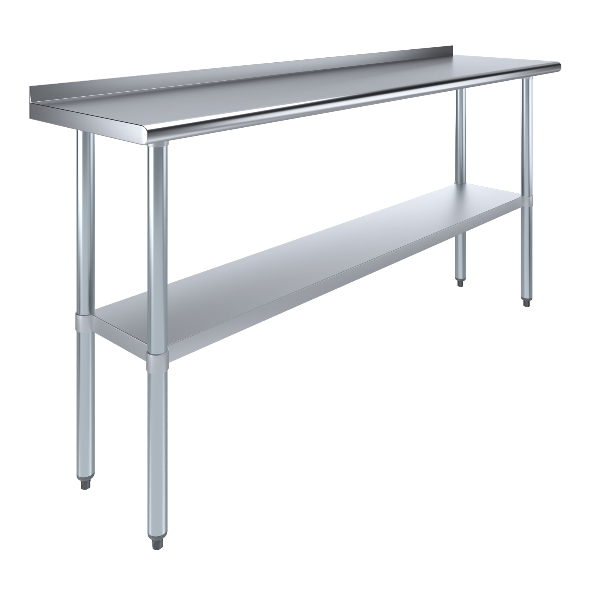 AmGood 18 in. x 72 in. Stainless Steel Work Table with 1.5 in. Backsplash | Metal Kitchen Food Prep Table