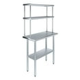 thumbnail image 1 of AmGood 18" x 36" Stainless Steel Work Table With 12" Wide Double Tier Overshelf | Metal Kitchen Prep Table & Shelving Combo, 1 of 9