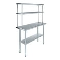 thumbnail image 1 of AmGood 18" x 48" Stainless Steel Work Table With 12" Wide Double Tier Overshelf | Metal Kitchen Prep Table & Shelving Combo, 1 of 9