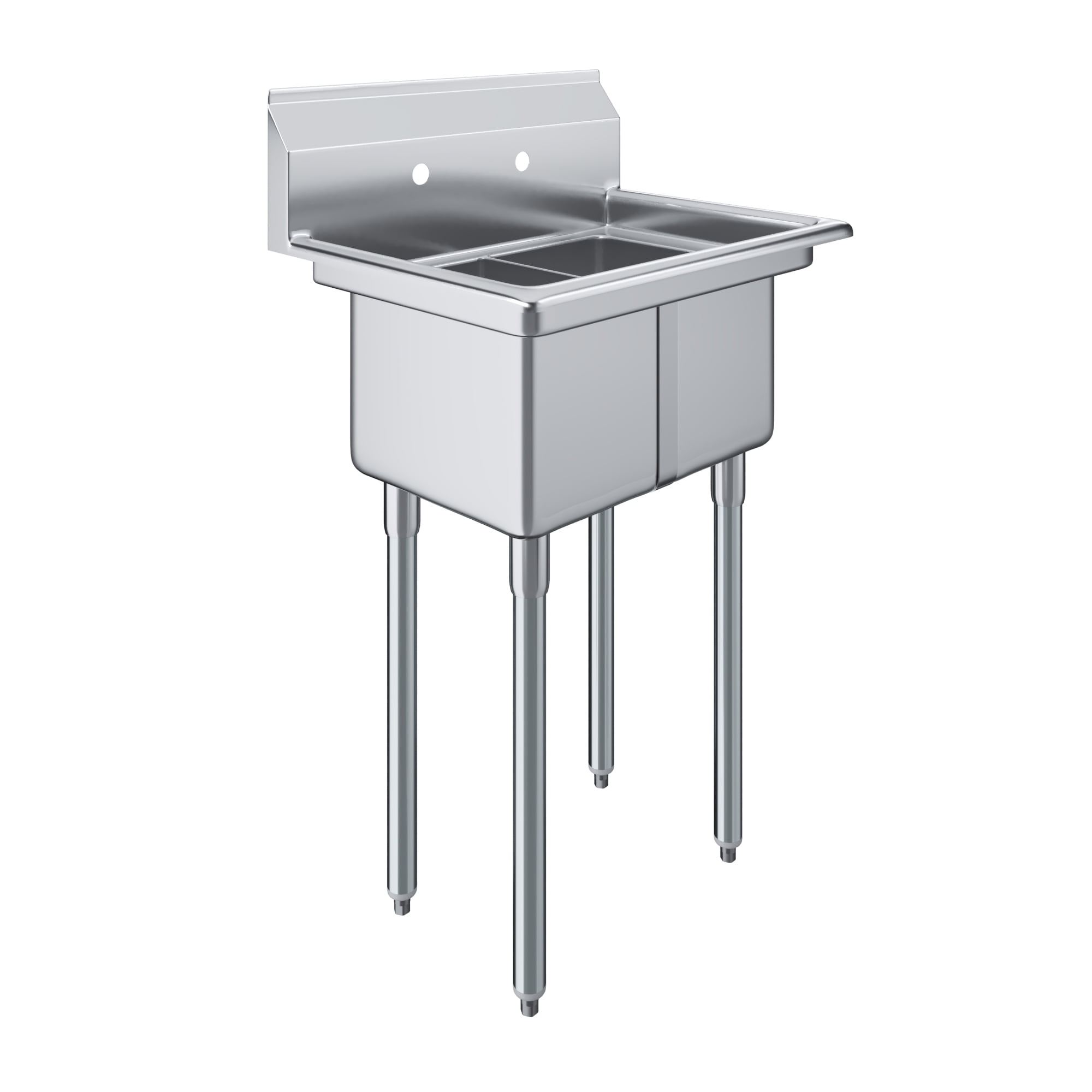 AmGood 20 in. x 26 in. Stainless Steel Two Compartment Sink with 10 in. x 14 in. x 10 in. Bowls