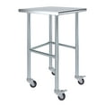 thumbnail image 1 of AmGood 24" Long x 24" Deep Stainless Steel Work Table With Open Base and Wheels | Mobile Metal Table, 1 of 8