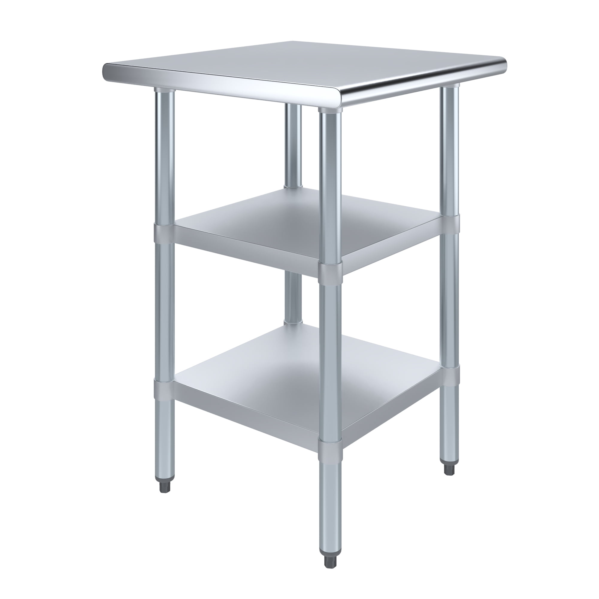 AmGood 24 in. x 24 in. Stainless Steel Table with Two Undershelves ...
