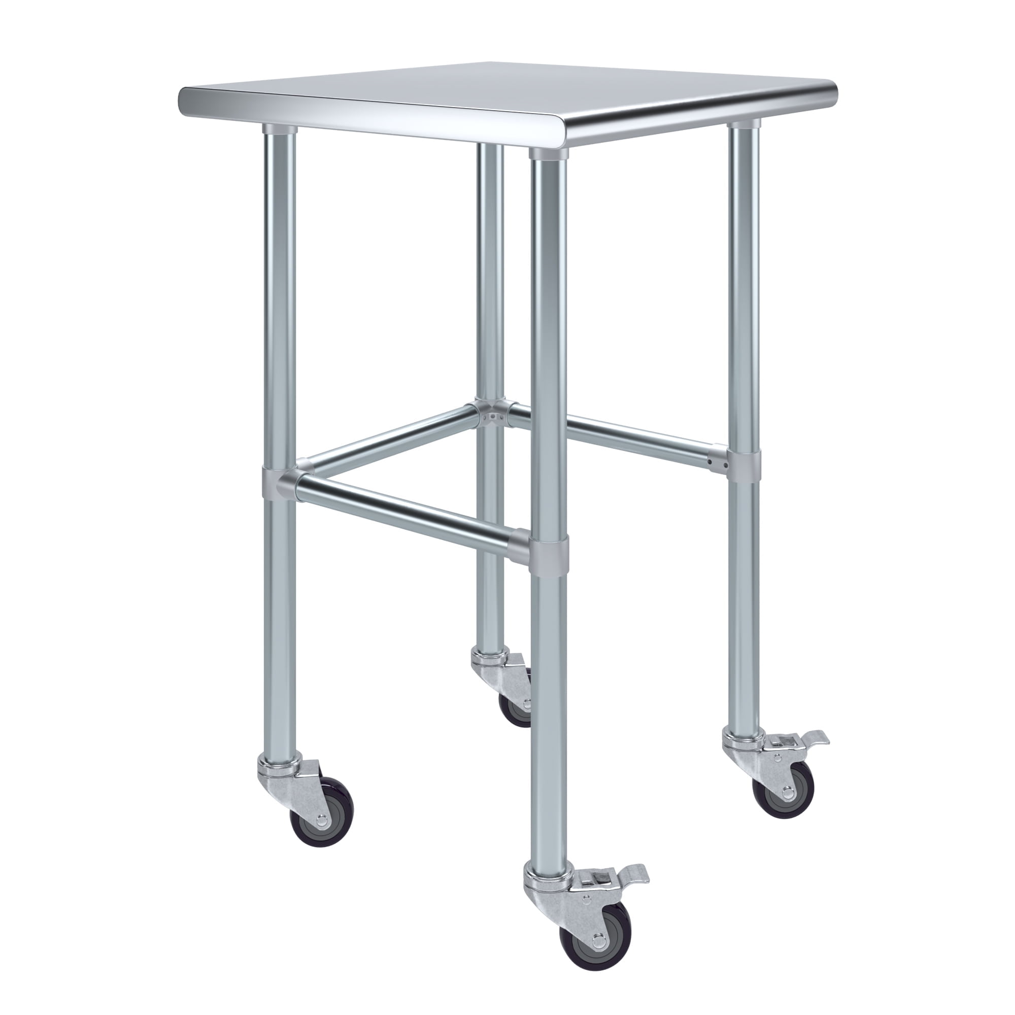 24" Stainless Steel Work Table with Galvanized Undershelf and Casters