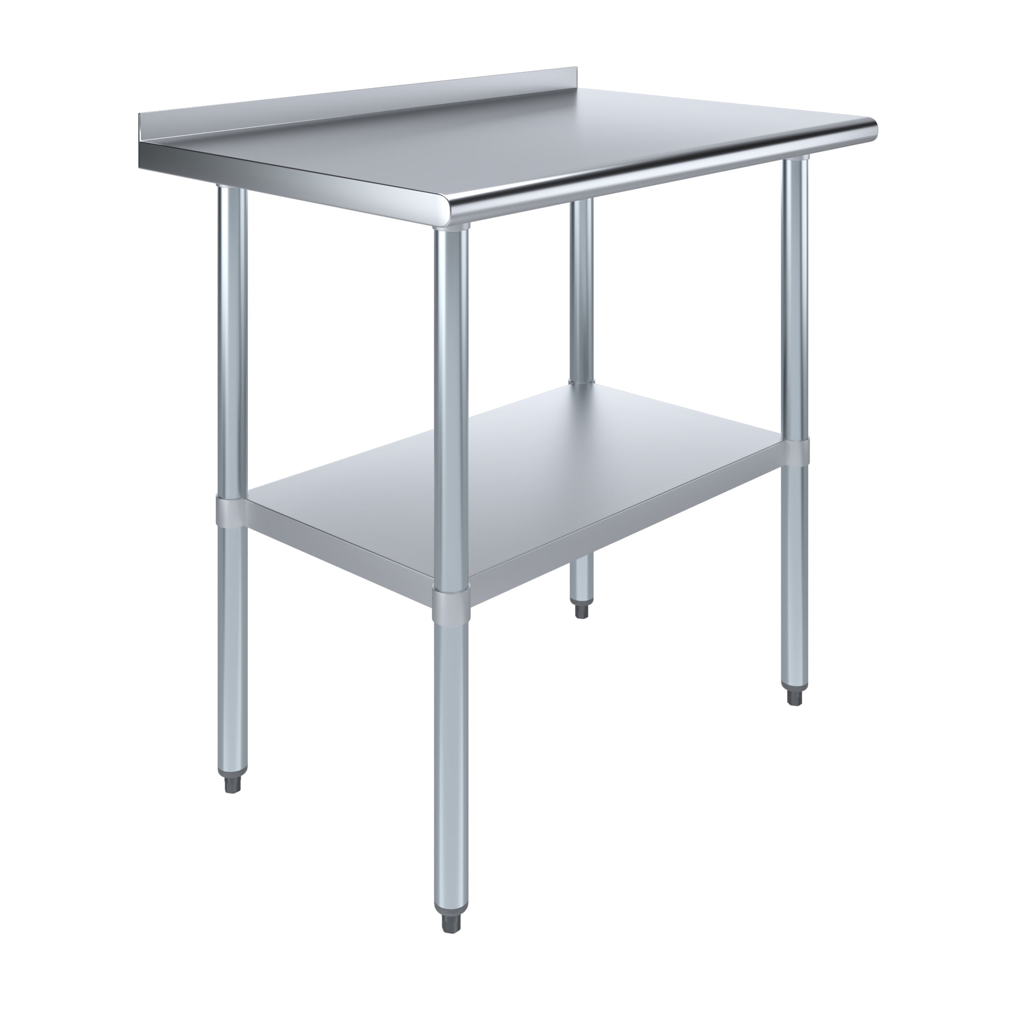AmGood 24 in. x 36 in. Stainless Steel Work Table with 1.5 in. Backsplash | Metal Kitchen Food Prep Table