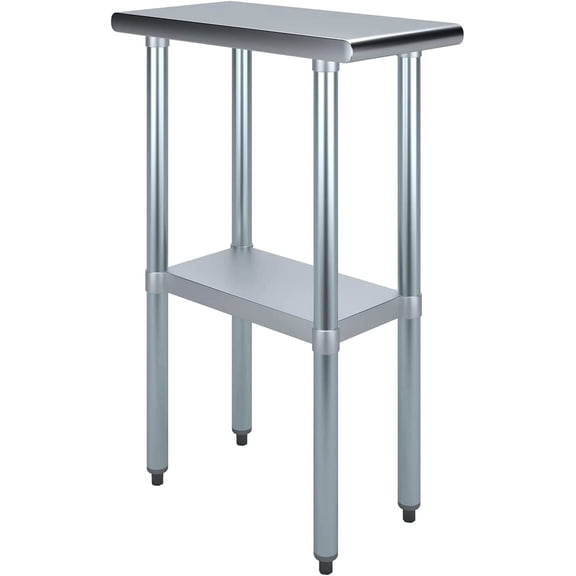 AmGood Stainless Steel Work Table with Undershelf | Kitchen Island Food Prep | Laundry Garage Utility Bench | NSF Certified (12" Long x 24" Deep)