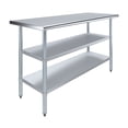 thumbnail image 1 of AmGood 24 in. x 60 in. Stainless Steel Table with Two Undershelves | Metal Utility Kitchen Prep Work Table | NSF, 1 of 9