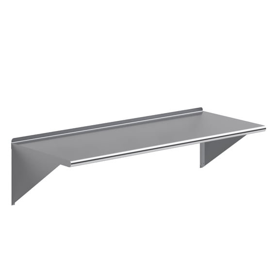 AmGood 24 in. x 60 in. Silver Stainless Steel Wall Shelf with 1 in. backsplash and mounting brackets