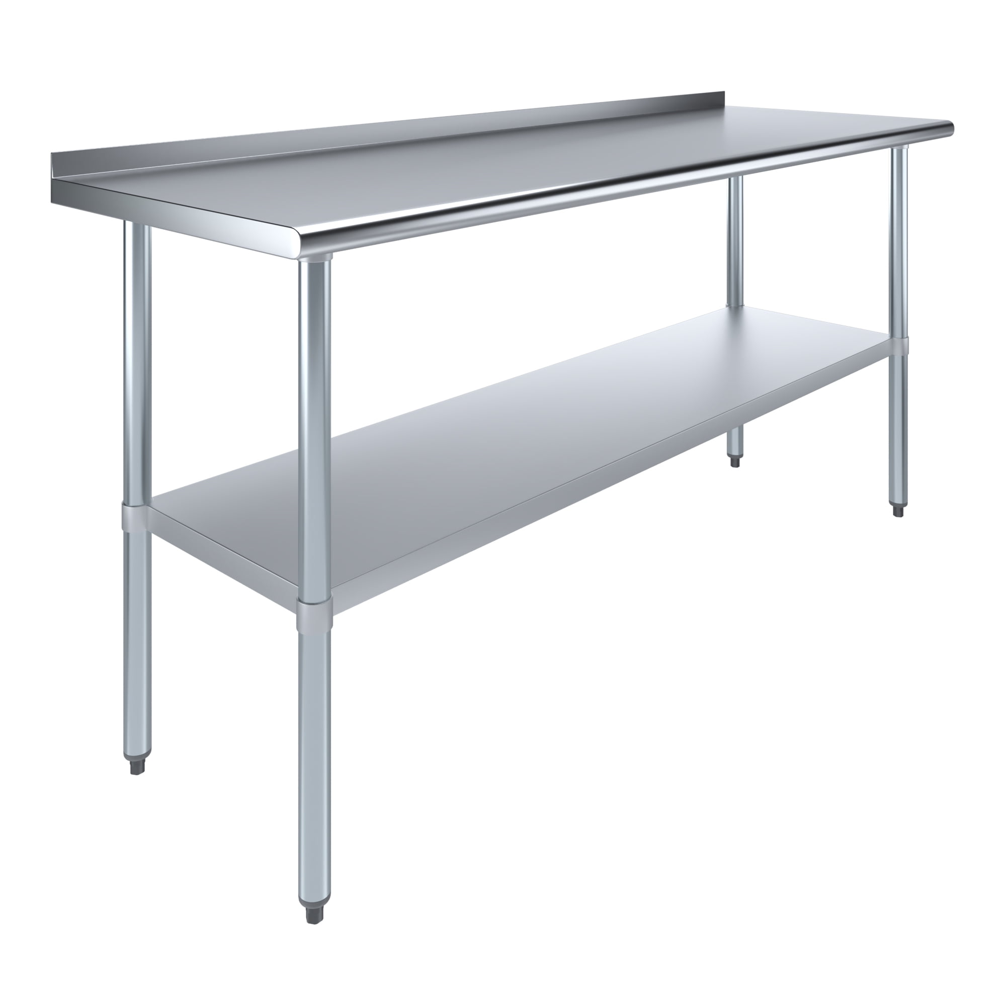 AmGood 24 in. x 72 in. Stainless Steel Work Table with 1.5 in. Backsplash | Metal Kitchen Food Prep Table