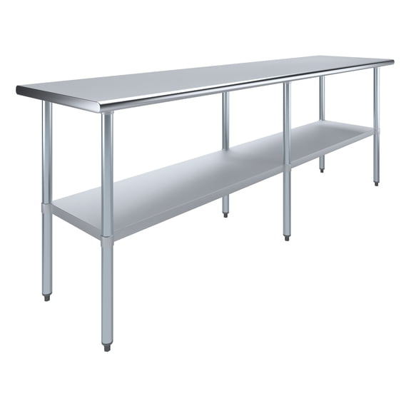 AmGood 24 in. x 96 in. Stainless Steel Table | Metal Utility Kitchen Prep Work Table | NSF