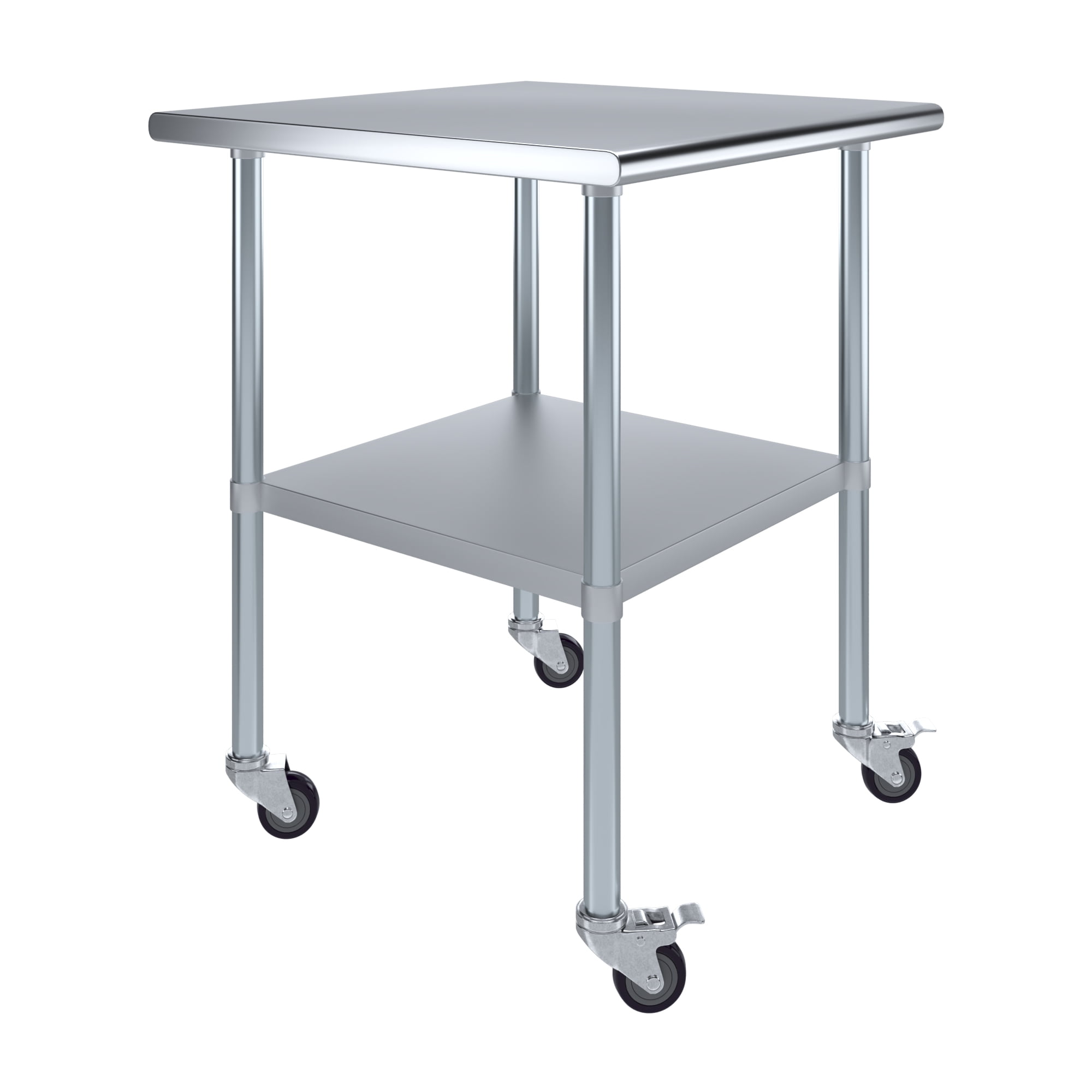 30" Stainless Steel Utility Work Table with Galvanized Undershelf and Casters
