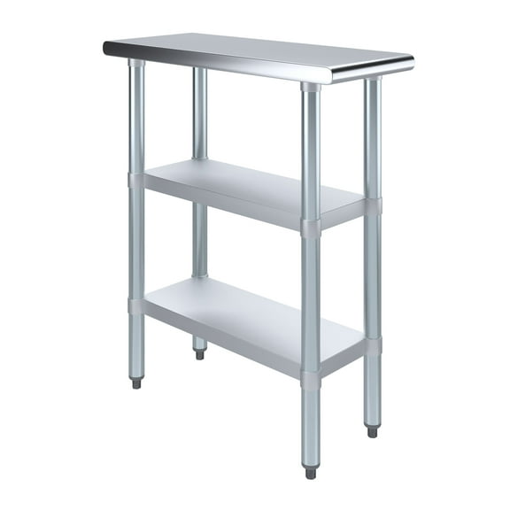 AmGood 30 in. x 12 in. Stainless Steel Table with Two Undershelves | Metal Utility Kitchen Prep Work Table | NSF