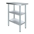 thumbnail image 1 of AmGood 30 in. x 15 in. Stainless Steel Table with Two Undershelves | Metal Utility Kitchen Prep Work Table | NSF, 1 of 9