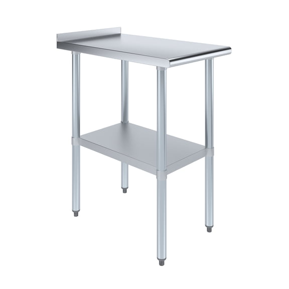 AmGood 30 in. x 18 in. Stainless Steel Work Table, Narrow Filler Table with 1.5 in. Backsplash for Commercial Kitchens