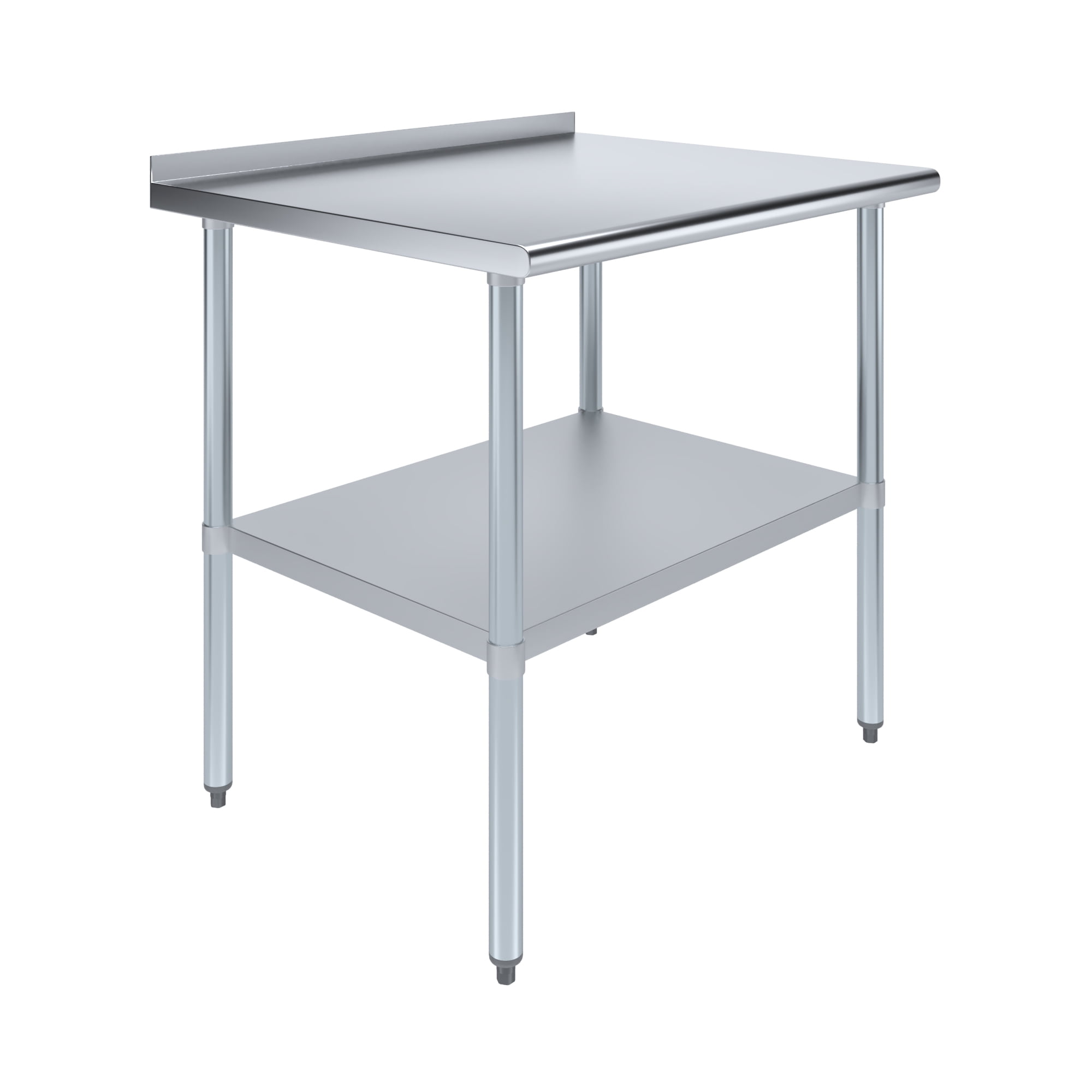 AmGood 30 in. x 36 in. Stainless Steel Work Table with 1.5 in. Backsplash | Metal Kitchen Food Prep Table
