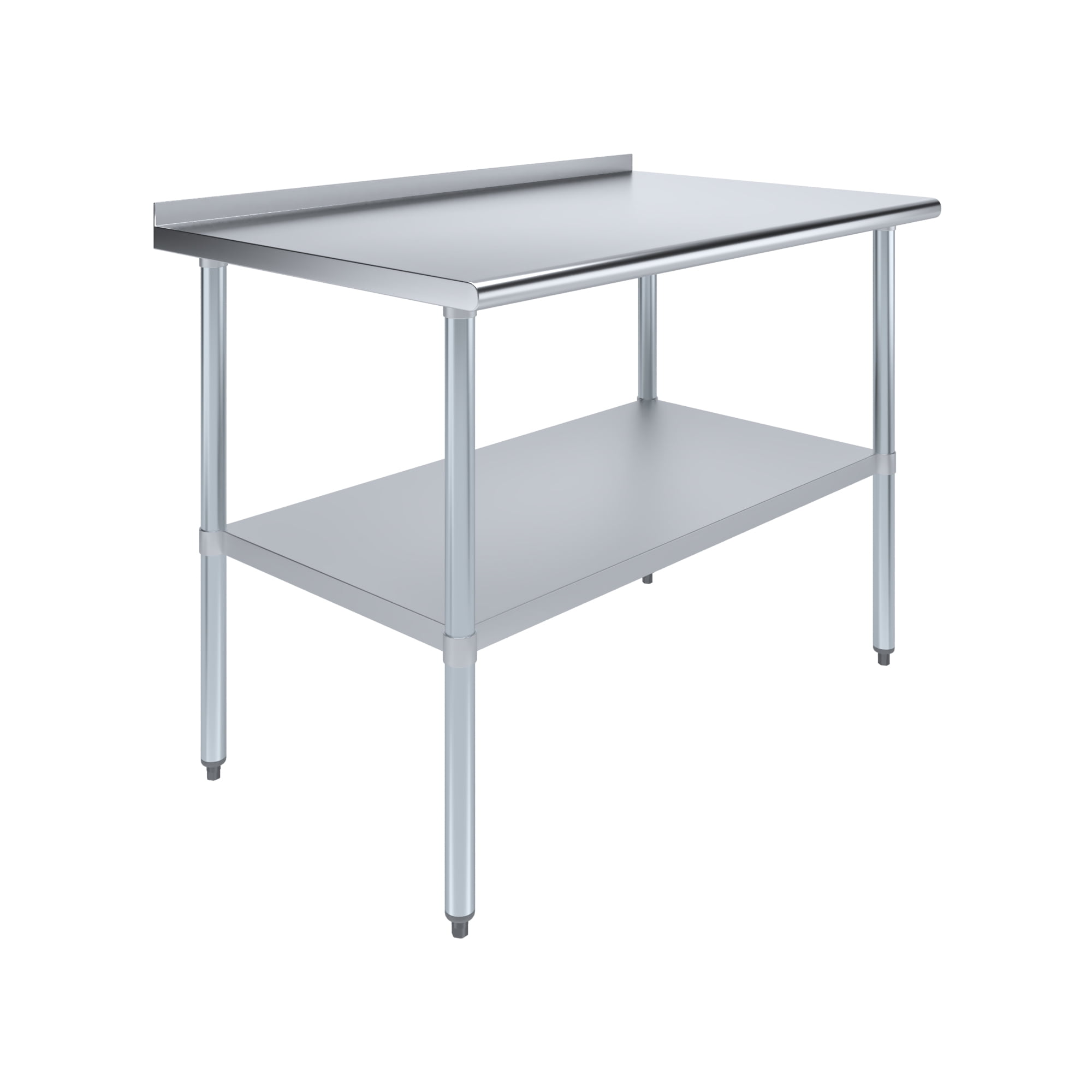 AmGood 30 in. x 48 in. Stainless Steel Work Table with 1.5 in. Backsplash | Metal Kitchen Food Prep Table