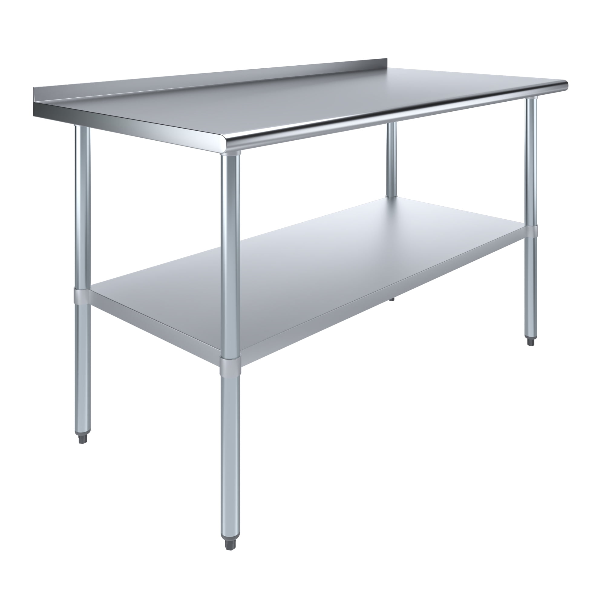 AmGood 30 in. x 60 in. Stainless Steel Work Table with 1.5 in. Backsplash | Metal Kitchen Food Prep Table