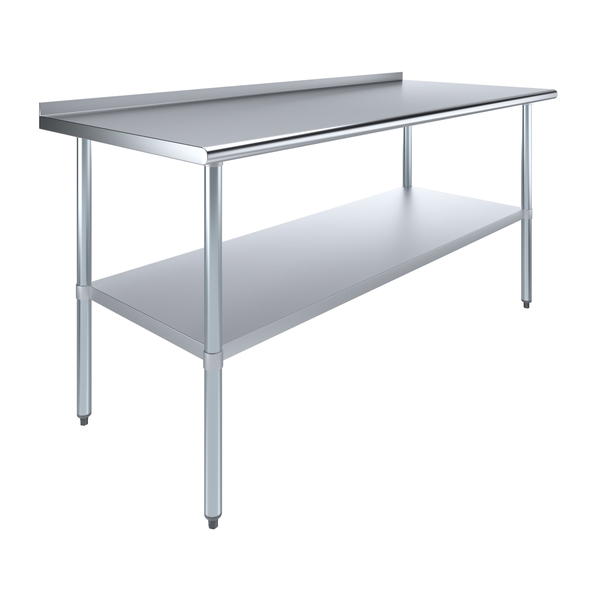 AmGood 30 in. x 72 in. Stainless Steel Work Table with 1.5 in. Backsplash | Metal Kitchen Food Prep Table