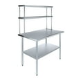 thumbnail image 1 of AmGood 30" x 48" Stainless Steel Work Table With 12" Wide Double Tier Overshelf | Metal Kitchen Prep Table & Shelving Combo, 1 of 9