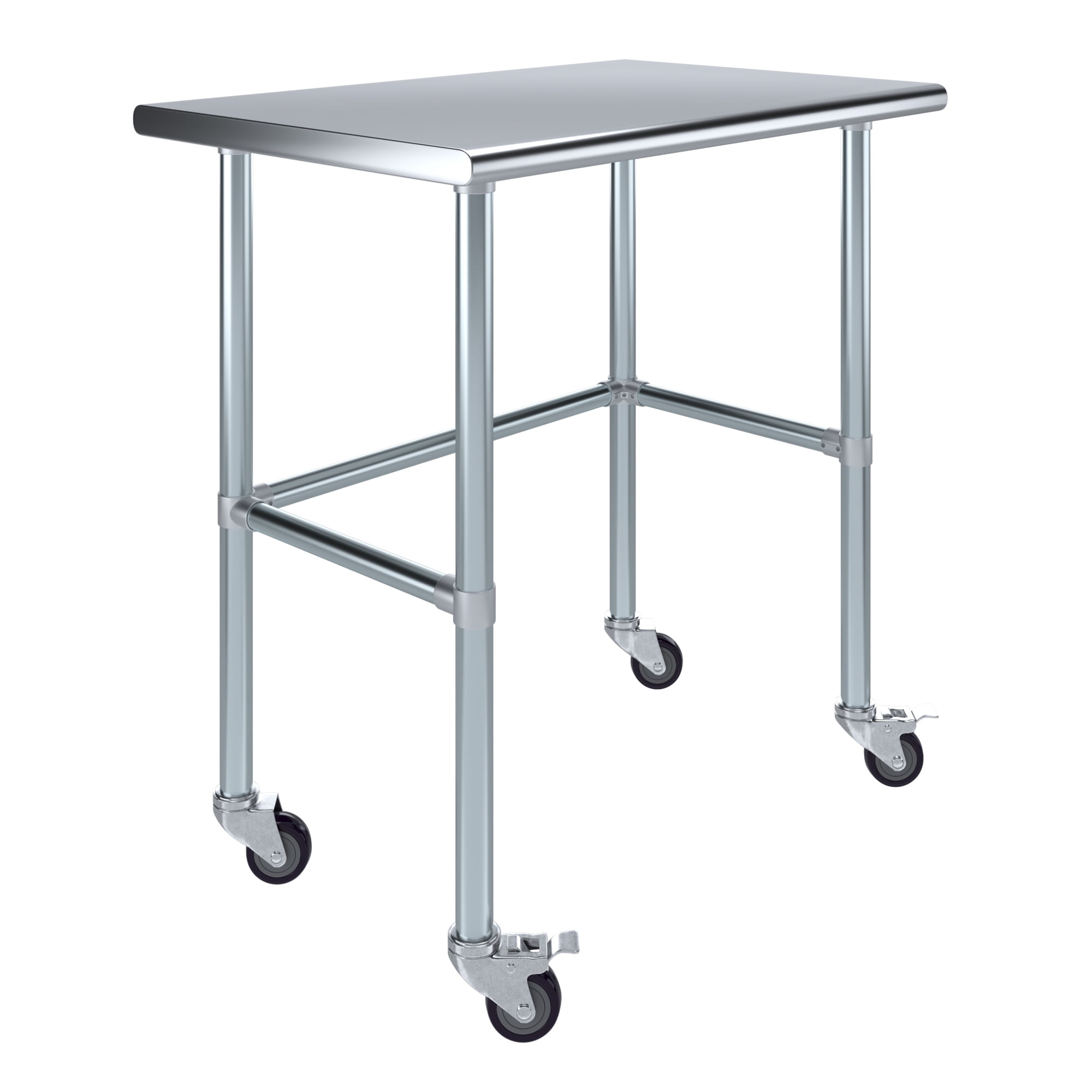 36" Stainless Steel Work Table with Galvanized Undershelf and Casters