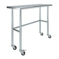 thumbnail image 1 of AmGood 48" Long x 18" Deep Stainless Steel Work Table With Open Base and Wheels | Mobile Metal Table, 1 of 6