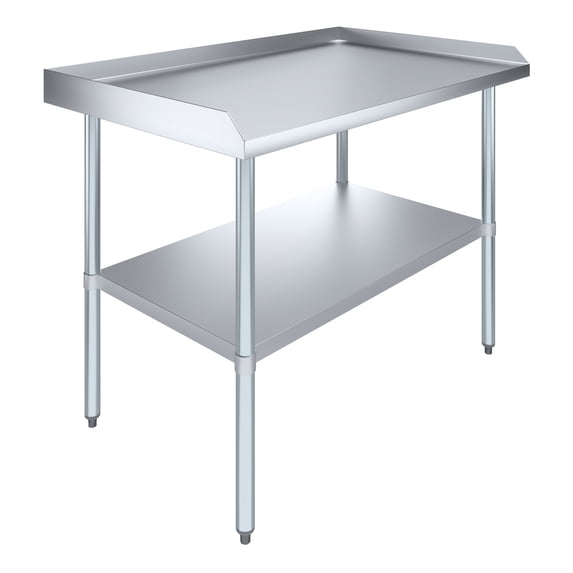 AmGood 48" Long x 30" Deep Commercial Work Table with Backsplash and Sidesplashes | Stainless Steel Prep Table for Kitchen, Restaurant, Garage, Laundry | NSF