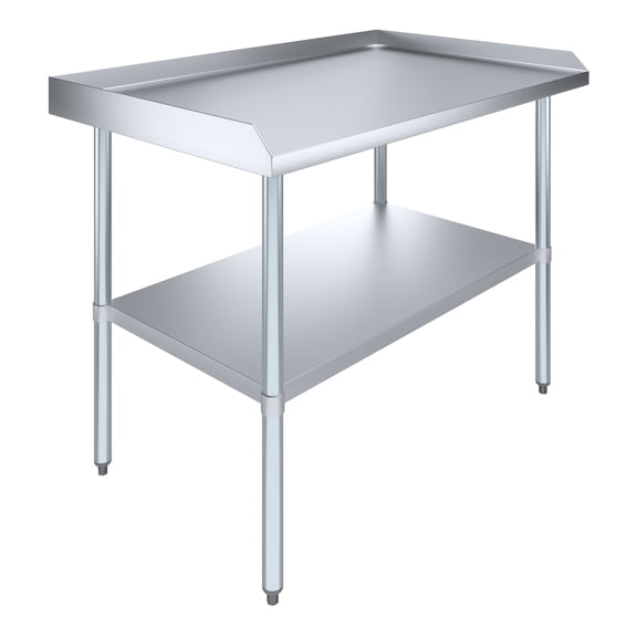 AmGood 48" Long x 30" Deep Commercial Work Table with Backsplash and Sidesplashes | Stainless Steel Prep Table for Kitchen, Restaurant, Garage, Laundry | NSF