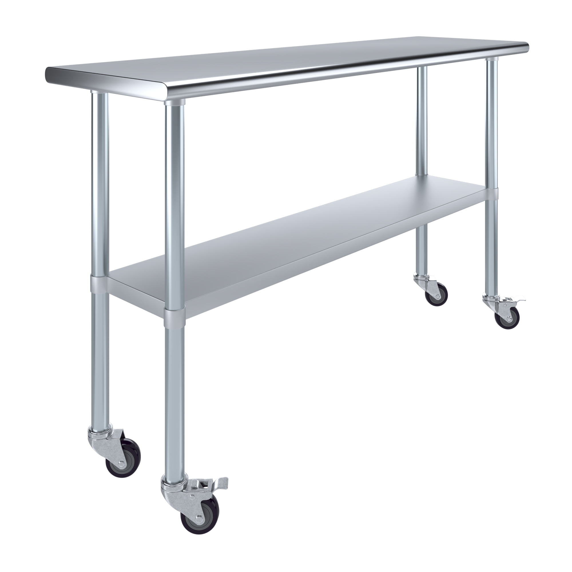 60" Stainless Steel Work Table with Galvanized Undershelf and Casters