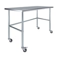 thumbnail image 1 of AmGood 60" Long x 30" Deep Stainless Steel Work Table With Open Base and Wheels | Mobile Metal Table, 1 of 9