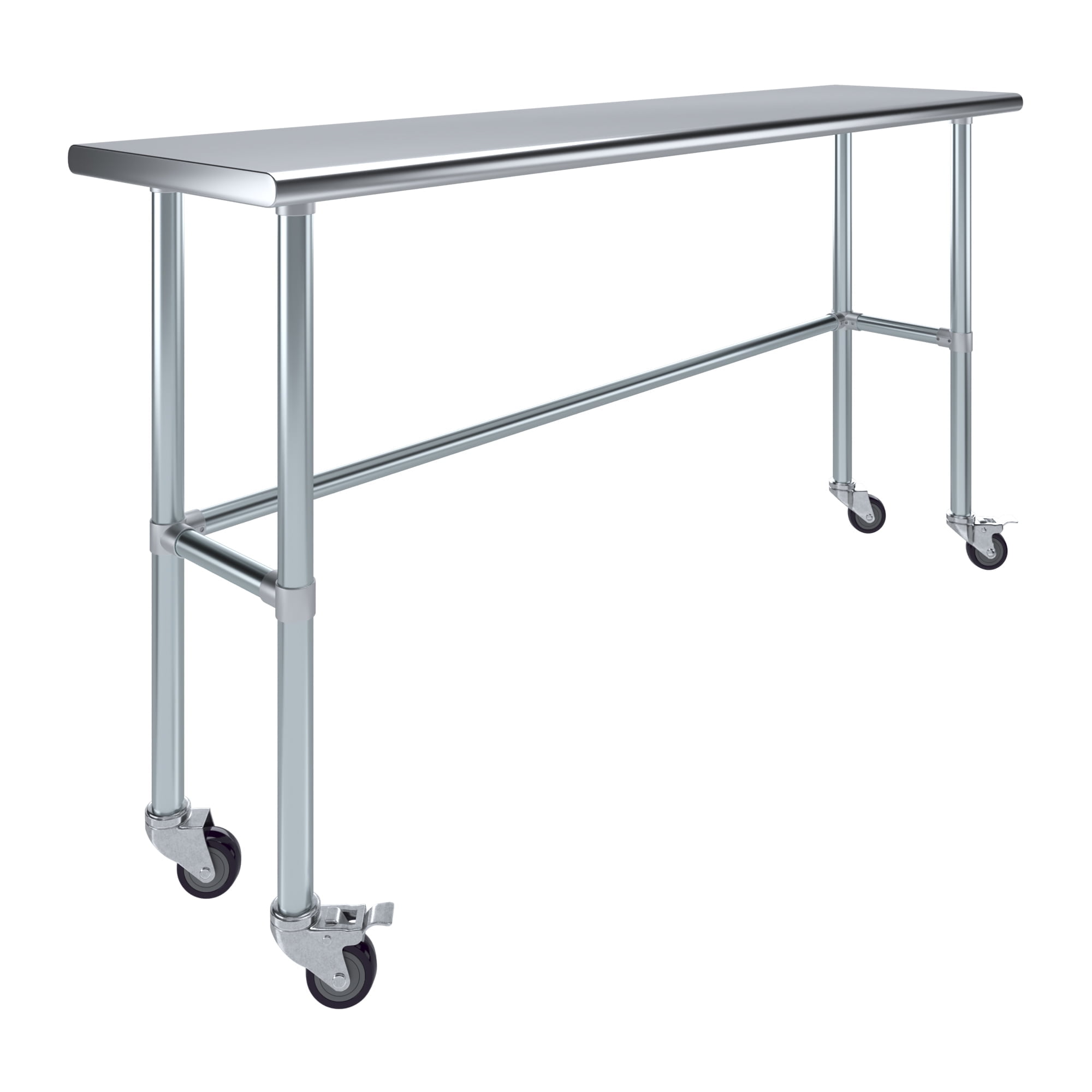 72" Stainless Steel Work Table with Galvanized Undershelf and Casters