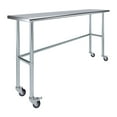 thumbnail image 1 of AmGood 72" Long x 18" Deep Stainless Steel Work Table With Open Base and Wheels | Mobile Metal Table, 1 of 9