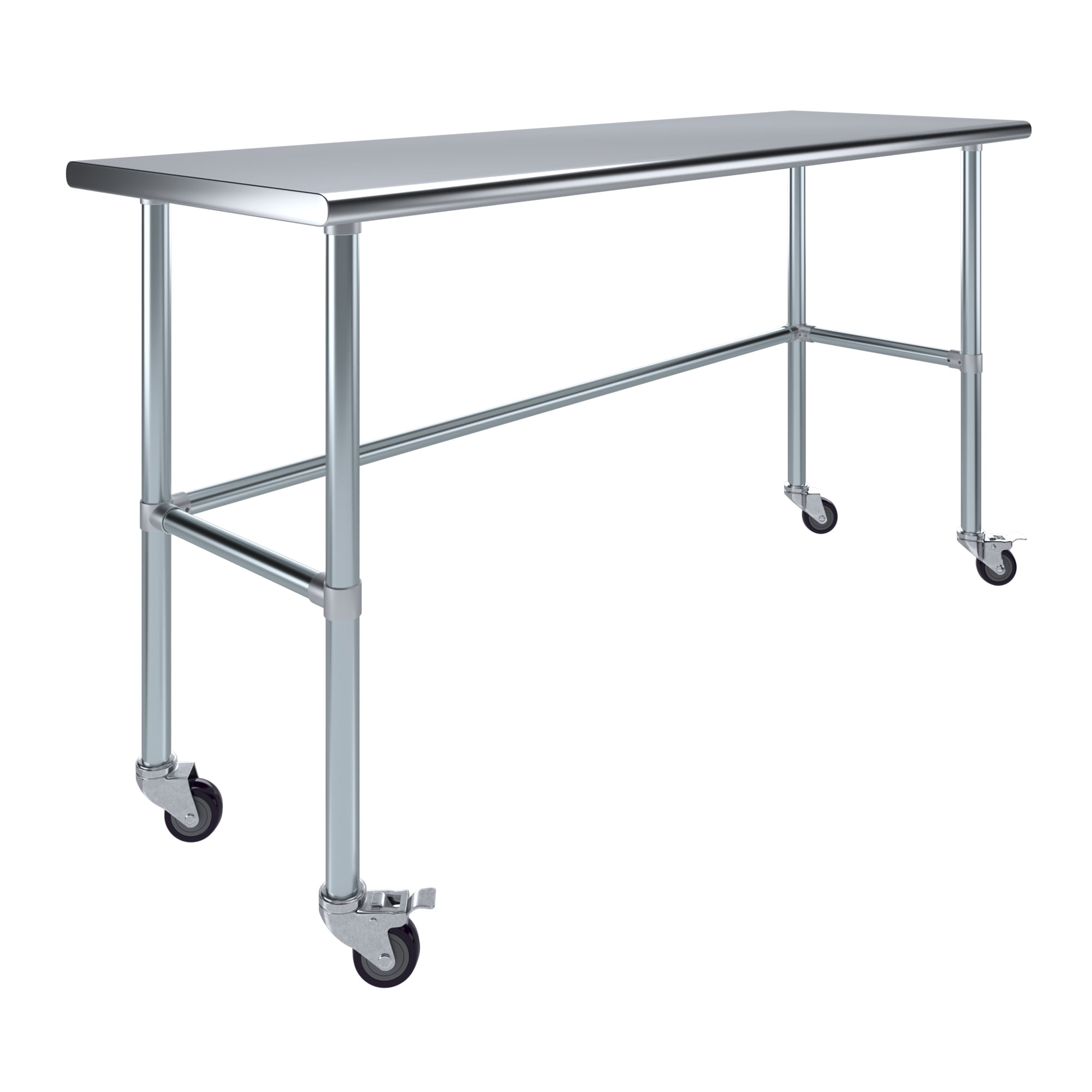 72" Stainless Steel Work Table with Galvanized Undershelf and Casters