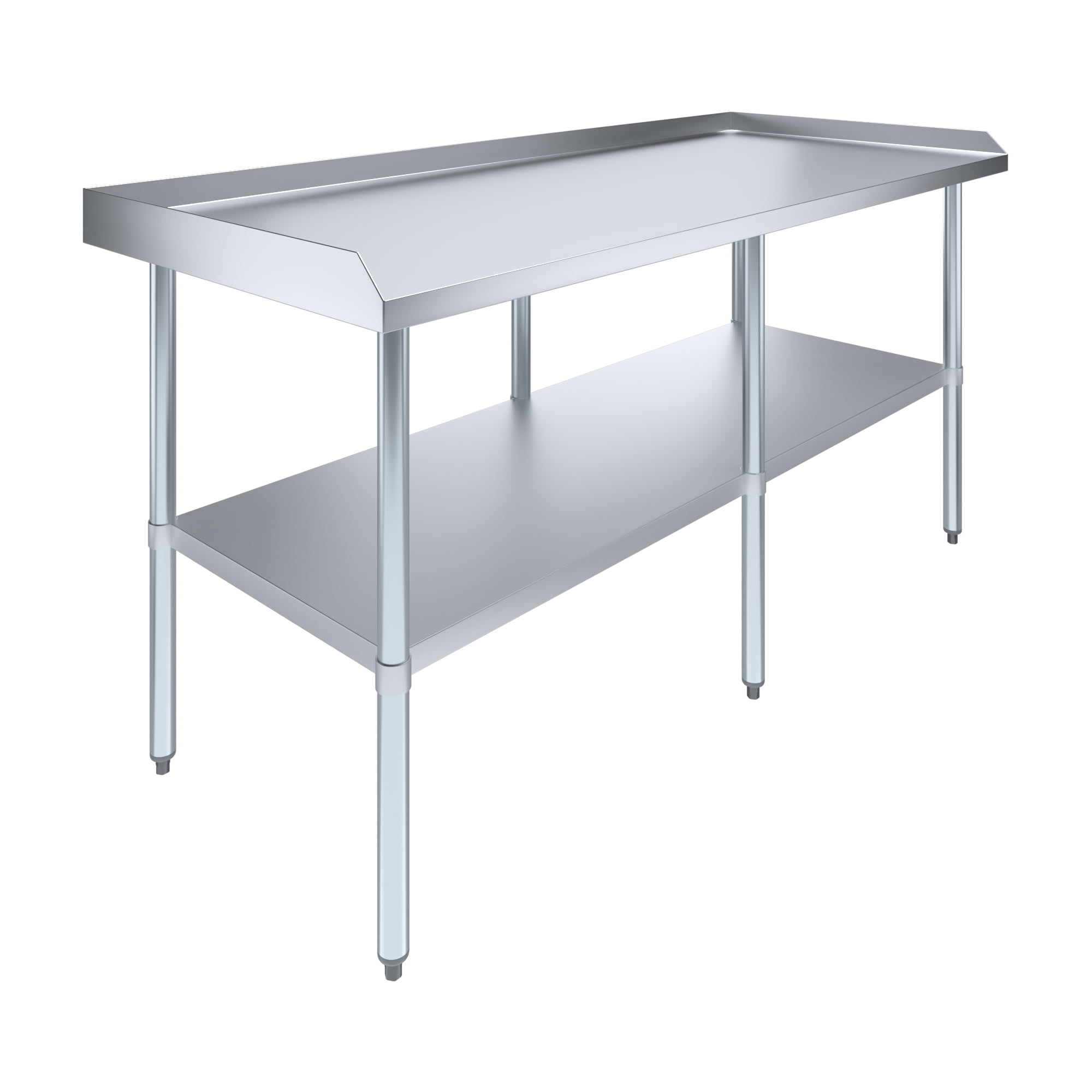 AmGood 72" Long x 30" Deep Commercial Work Table with Backsplash and Sidesplashes | Stainless Steel Prep Table for Kitchen, Restaurant, Garage, Laundry | NSF