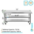 thumbnail image 1 of AmGood 72" Long x 30" Deep Stainless Steel Work Table with 2 Shelves and wheels | Commercial & Residential NSF Utility Table | Metal Food Prep Station, 1 of 4