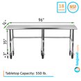 thumbnail image 1 of AmGood 96" Long x 14" Deep Stainless Steel Work Table With Open Base and Wheels | Mobile Metal Table, 1 of 7