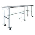 thumbnail image 1 of AmGood 96" Long x 24" Deep Stainless Steel Work Table With Open Base and Wheels | Mobile Metal Table, 1 of 7