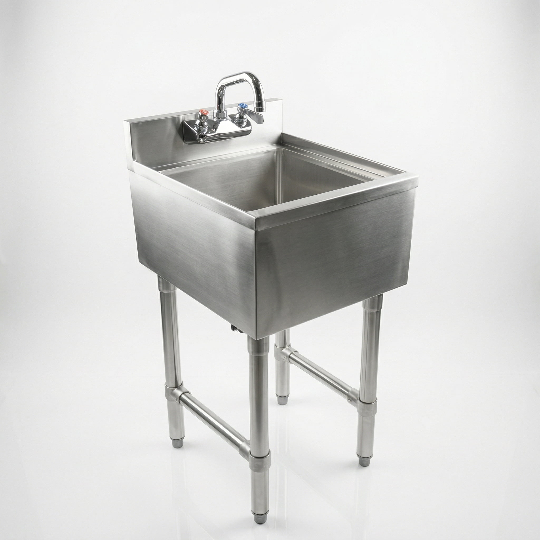 AmGood Commercial Underbar Hand Sink 18.5 in. x 15 in. x 30 in. Stainless Steel with Backsplash Faucet Included NSF, Single Bowl Bar Prep Sink