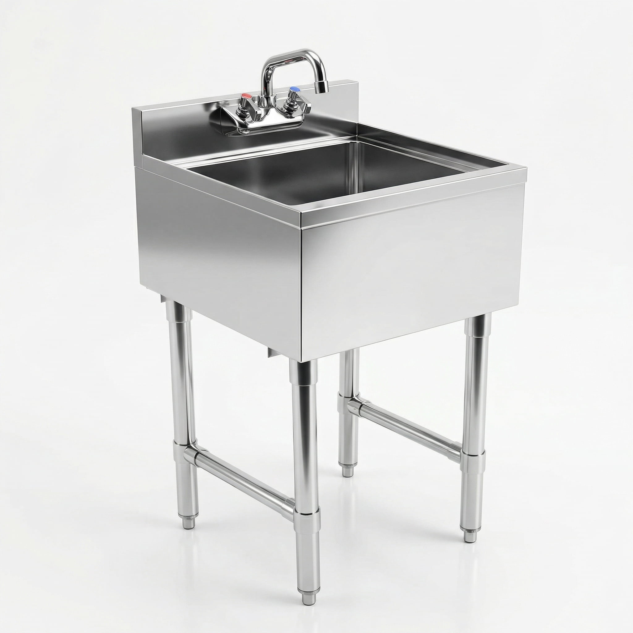 AmGood Commercial Underbar Hand Sink 18.5 in. x 18 in. x 30 in. Stainless Steel with Backsplash Faucet Included NSF, Single Bowl Bar Prep Sink