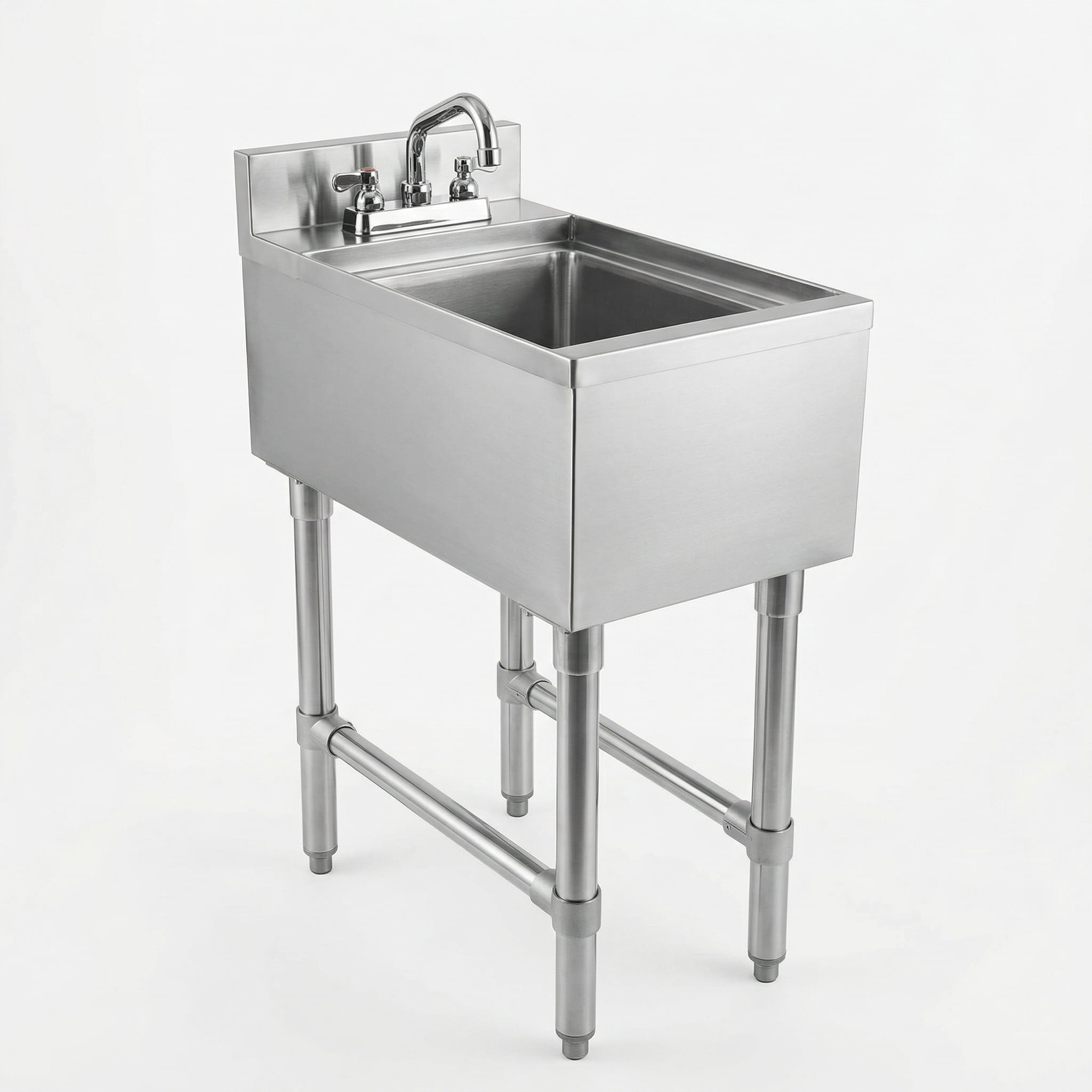AmGood Commercial Underbar Hand Sink 22.5 in. x 12 in. x 30 in. Stainless Steel with Backsplash Faucet Included NSF, Single Bowl Bar Prep Sink