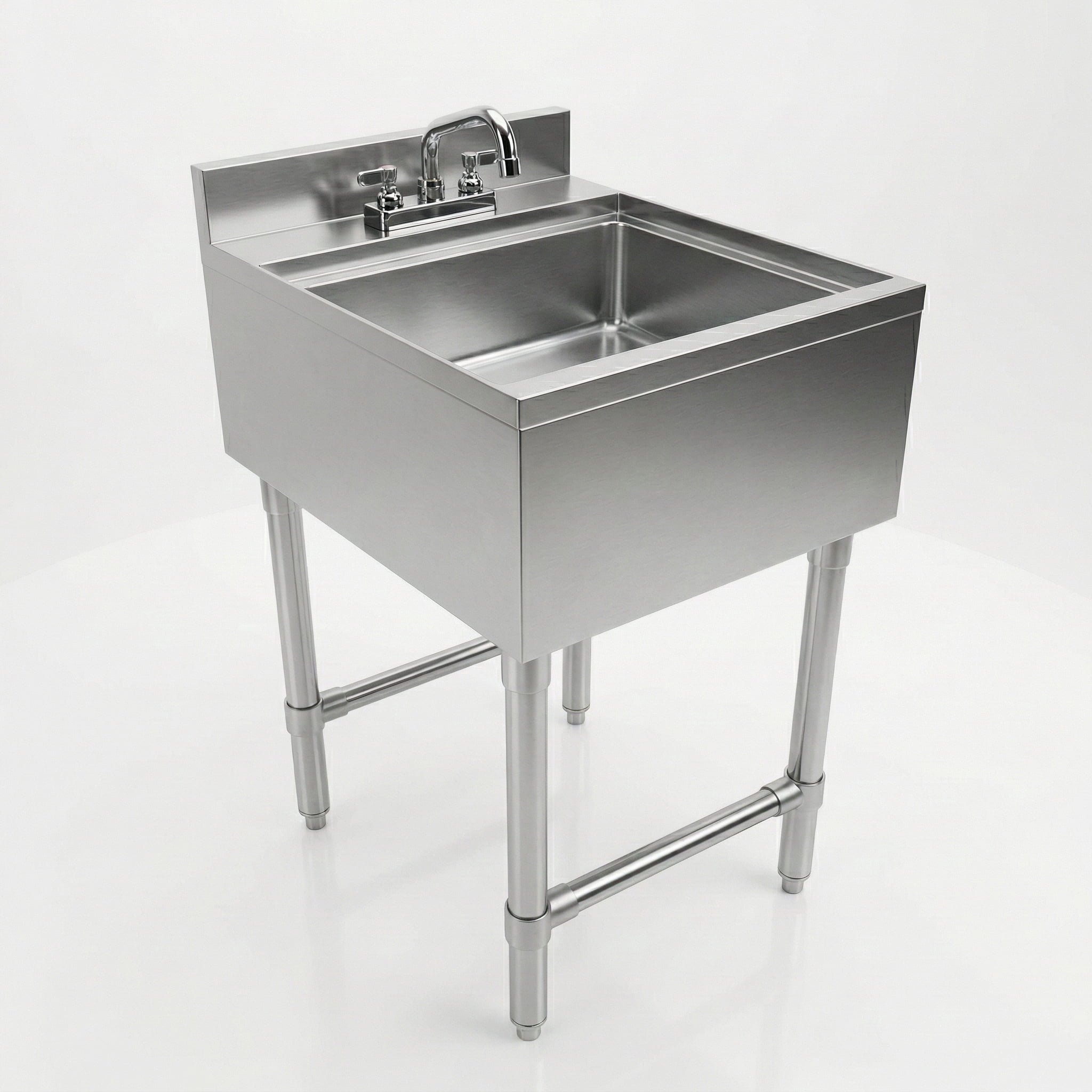 AmGood Commercial Underbar Hand Sink 22.5 in. x 18 in. x 30 in. Stainless Steel with Backsplash Faucet Included NSF, Single Bowl Bar Prep Sink