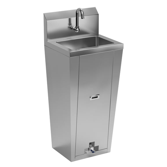 AmGood Hands-Free Stainless Steel Pedestal Hand Sink with Foot Pedal and Faucet