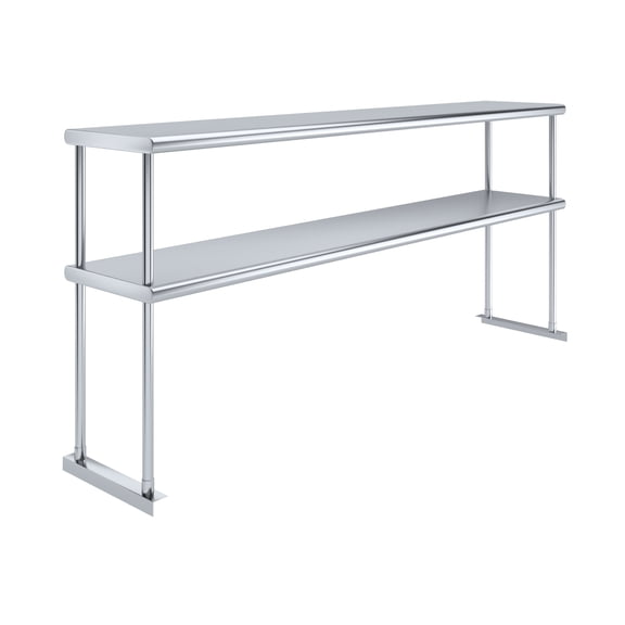 AmGood Stainless Steel Double Deck Overshelf – 14 in. x 72 in. – Heavy Duty, NSF Certified, Commercial-Grade, Adjustable Tiered Shelf for Kitchen Prep Tables and Workbenches