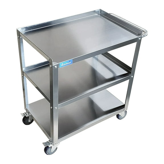 AmGood Stainless Steel Utility Cart | 18" Wide X 32 Long X 33" High | 3 Shelf Metal Utility Cart on Wheels with Handle | for Home & Business Use