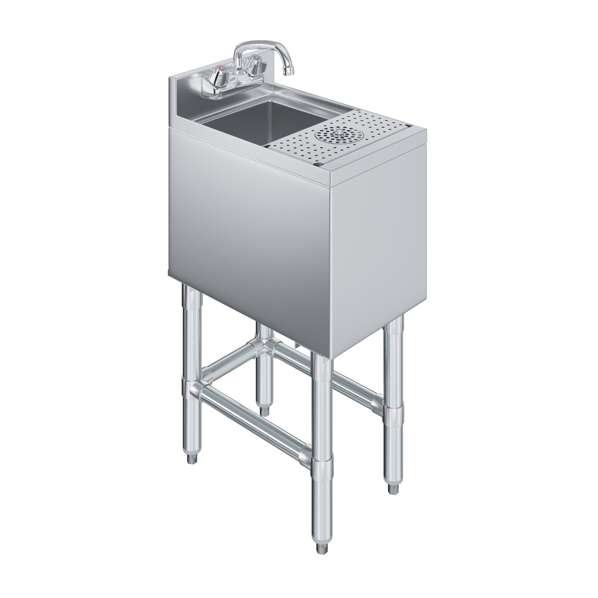 AmGood Underbar Mixology Station 18.5 in. x 12 in. Stainless Steel Bar Sink with Glass Rinser, Faucet, and 3 in. Backsplash
