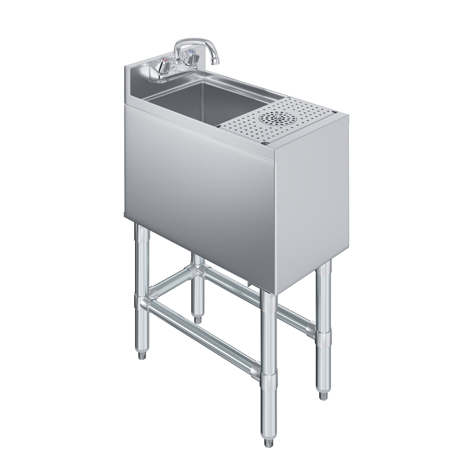 AmGood Underbar Mixology Station 22.5 in. x 12 in. Stainless Steel Bar Sink with Glass Rinser, Faucet, and 3 in. Backsplash