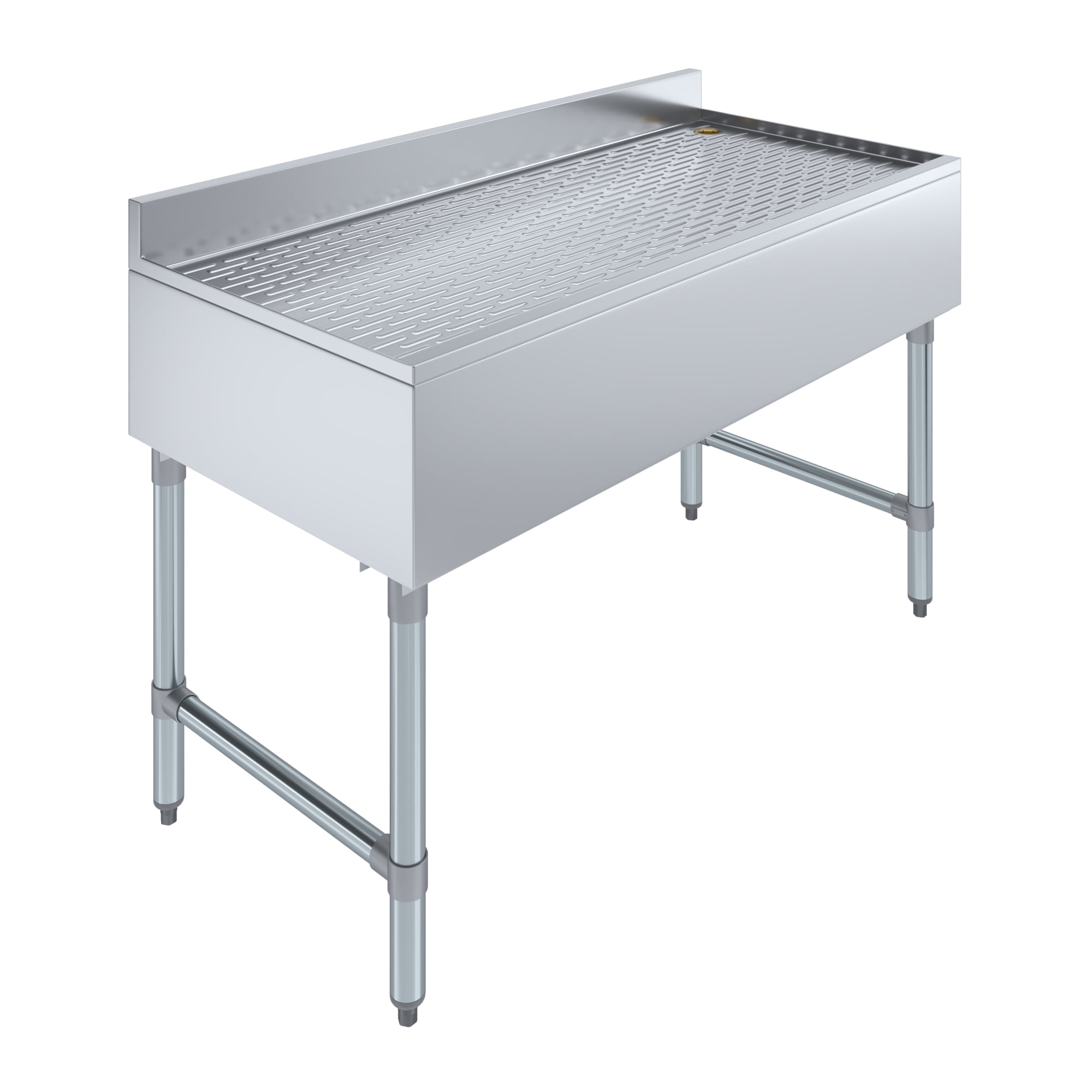 AmGood Underbar Stainless Steel Drainboard 22-1/2 in. x 12 in. x 48 in. H with 3 in. Backsplash